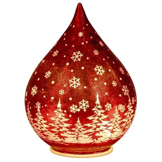 LED Deko Tropfen Rot 21 cm Glasleuchte + Timer (6h an / 18h aus) Farbglas Batteriebetrieben. - Stimmungslicht - Rot
