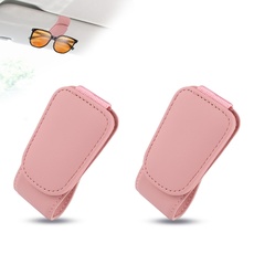 2 Stück Sonnenbrillenhalter für Auto, Magnetischer Sonnenbrillenhalter für Auto Brillenhalter Clip Brillenhalter für Auto Leder Universell Auto-Innenzubehör (Rosa)