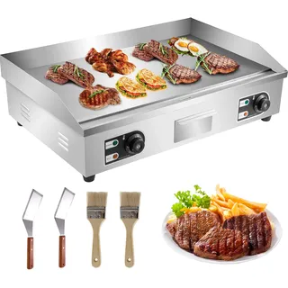 VEVOR Kommerzieller Elektrogrill Grillplatte, 4400 W, flache Griddleplatte für die Arbeitsplatte, einstellbare Temperatur von 50 bis 300 °C, Grillplatte aus Eisen, mit 2 Schaufeln und 2 Bürsten