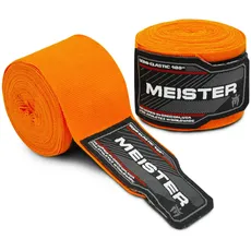 Meister Erwachsene 180 Zoll (457cm) Semi-Elastische Handbandagen für MMA & Boxen (Paar) - Orange