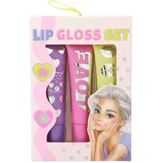 Depesche 12807 TOPModel Beauty and Me - Lipgloss Set im Model-Design für Kinder, 3 Glosse in Rosatönen mit fruchtigem Duft