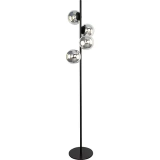 Led-Stehleuchte , Schwarz , Glas , Kugel , F , 8x150x80 cm , Grüner Punkt, RoHS, Reach, Europäischer Sicherheitsstandard, Schutzklasse II (Schutzisoliert) , höhenverstellbar, beliebig kürzbar, ohne Chemie , Lampen & Leuchten, Innenbeleuchtung, Stehlampen