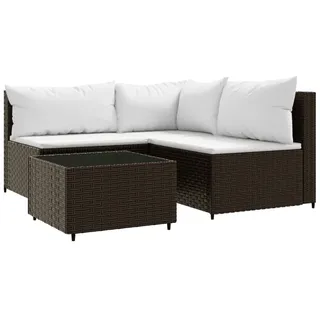 vidaXL 4-tlg. Garten-Lounge-Set mit Kissen Braun Poly Rattan