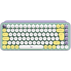 Logitech POP Keys Mechanische kabellose Tastatur mit anpassbaren Emoji-Tasten, Englishes QWERTY-Layout - Grün/Lila