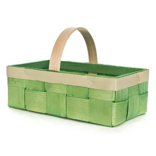 Holzkorb Osterdekoration Spankorb mit Henkel eckig, grün 22x14x7cm NEU DEKOKORB