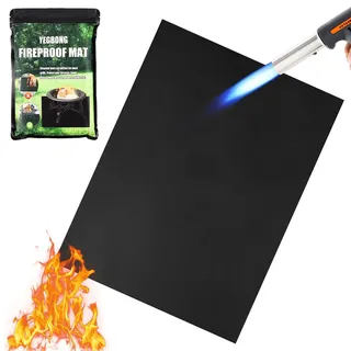 Feuerfeste Unterlage 150x100 cm Hitzebeständig Brandschutzmatte,Hitzeschutzmatte Feuerschutzmatte,Feuerfeste Matte Hitzebeständig BBQ Grillmatte für Fireplace Lawn Camping Bodenschutz Schwarz