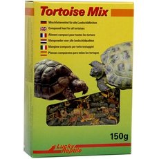 Lucky Reptile Tortoise Mix 150g auf pflanzlicher Basis mit viel Rohfaser - Wiesenkräuterpellets mit Karottenstücken & Calendula Blüten - für alle Landschildkröten & pflanzenfressende Reptilien