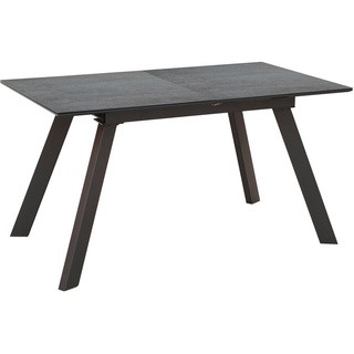 Carryhome Esstisch , Grau , Metall, Glas, Holzwerkstoff , rechteckig , Flachrohr , 80x76x140-180 cm , ausziehbar , Esszimmer, Esstische, Esstische ausziehbar