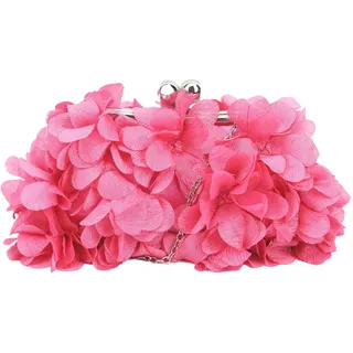 Milya Damen Clutch Blumen Elegante Brauttasche Hochzeit Party Kleidertasche Abendtasche Handtasche mit Kette Kiss Lock, Rosa