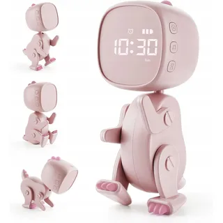 Elektronische Digitaluhr, Wecker für Kinder, Modell ROBO DINO, rosa, Ecolight