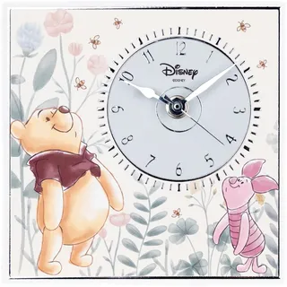 VALENTI & CO. - Disney Winnie Puuh - Tischuhr oder Hängeuhr aus Holz mit silbernen Details - Geschenkidee für Neugeborene oder Taufe - Wanduhr für Kinderzimmer