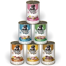 DOGGY Dog Paté Mix 2, 6 x 400 g, Nassfutter für Hunde im Probierpaket, getreidefreies Hundefutter mit Lachsöl und Grünlippmuschel, Alleinfuttermittel mit hohem Fleischanteil, Made in Germany