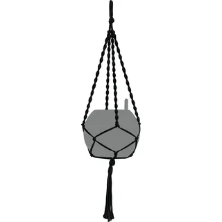 Lechuza® Hängeampel Makramee Cotton Boho 90 Schwarz 22 cm x 14 cm