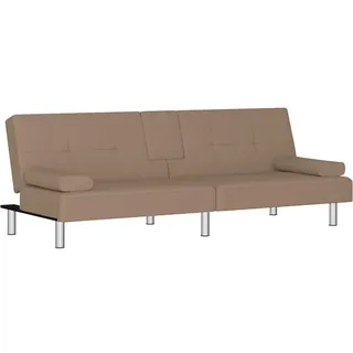 vidaXL Schlafsofa Mit Getränkehaltern Cappuccino Kunstleder , Leder , Rechteckig , 200x70x89 cm , Wohnzimmer, Sofas & Couches, Sofas