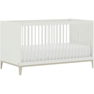 Babybett PAIDI "CUTIE LEA in Weiß, verschiedene Größen, Kinderbett", off, weiß, B:76cm H:83cm L:143cm, Holzwerkstoff, Massivholz, Babybetten, Babybett, Off-White, Massivholz-Sprossen, 4-fach höhenverstellbares Gitterbett