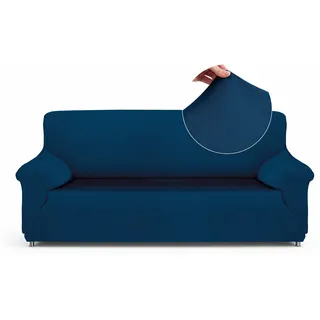 Textilhome Sofa Überzug 3 Sitzer – Moderner Jacquard Sofabezug, Elastische Couch Überzug Sofahusse, Schutz für Hunde & Haustiere, Sofa Cover 180-240 cm. Blau