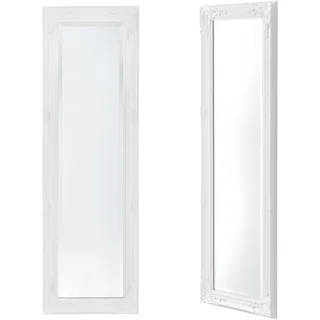 [en.casa] Livorno 132x42 cm Ganzkörperspiegel im Eukalyptusholz Rahmen Antik Weiß