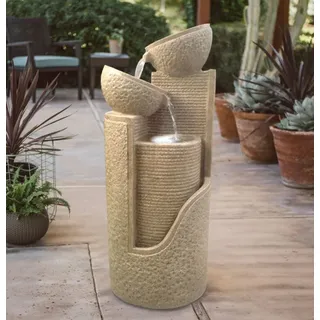 Solarbrunnen Dubai Solarspringbrunnen Kaskade Brunnen Solar-Brunnen mit Ladeteil - Beige