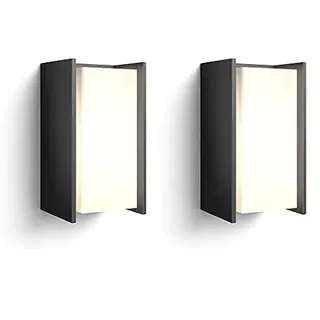 Philips Hue White Turaco Wandleuchte (806 lm), dimmbare Outdoor Wandlampe für das Hue Lichtsystem mit warmweißem Licht, smarte Lichtsteuerung über Sprache und App, anthrazit (Packung mit 2)
