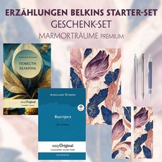 Erzählungen Belkins Starter-Paket Geschenkset - 2 Bücher (mit Audio-Online) + Marmorträume Schreibset Premium