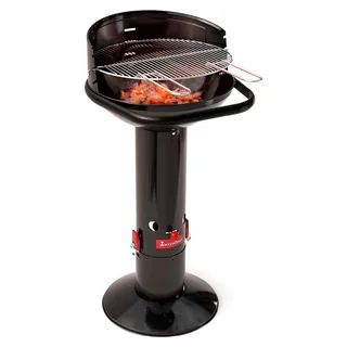 Runder Säulengrill aus Edelstahl, schwarz, 96 cm hoch, Grillrost 45 cm, Ø 43 cm - Schwarz