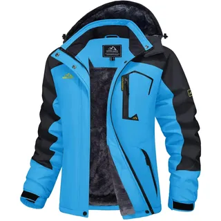 MAGCOMSEN Jacke Damen Winter Snowboardjacke Winterjacke Skijacke Softshelljacke Outdoor Funktionsjacke Blau Schwarz M