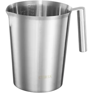 CURTA 18/8 Edelstahl-Messbecher mit Griff und Ausguss, 2000 ml (8 Tassen 64 OZ)(Verbesserter Griff)