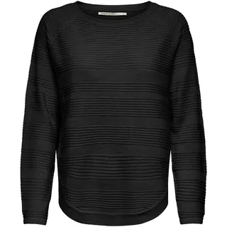 ONLY Damen Dünner Strick Pullover | Langarm Rundhals Knitted Sweater | Basic Stretch Jumper ONLCAVIAR, Farben:Schwarz, Größe:L
