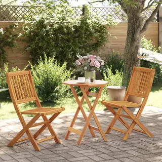 BEI CLORIS Gartenmöbel Set Balkonmöbel-Set 3-tlg. Bistro-Set Klappbar Massivholz Akazie - Gartenmöbelgarnituren Neu7204279 2parcel - Braun
