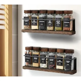 KitHero 2er-Set Stark Magnetisches Gewürzregal-Organisator für Kühlschrank und Mikrowelle, Metall-Kühlschrankablage, Platzsparend für Küchenorganisation und -speicherung, Schwarz