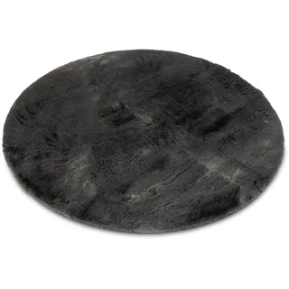 otto home Fellteppich »Guidel« rund 30 mm Höhe Kunstfell, Kuschelteppich, Uni Farben, super weich, Wohnzimmer, grau