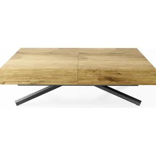 Couchtisch Höhenverstellbar und Ausziehbar Cavetta X - Wohnzimmertisch Esstisch Multifunktionstisch 120-200/80/27-76 cm Lancelot Eiche - Braun