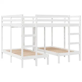 vidaXL Dreifach-Etagenbett Weiß 160x200/80x160 cm Massivholz Kiefer - Weiß