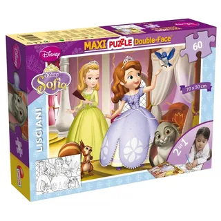 Lisciani 46560 Puzzle 2 in 1 doppelseitig Supermaxi 60 Stück Sofia Disney