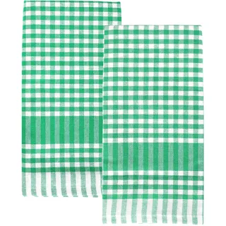 Talking Tables 2X Grüne Gingham Küchen-Geschirrtücher Stoff Spültücher Große Karierte Servietten Saugfähig Langlebig Weiche Baumwolle Schnelltrocknend ECO 45x70cm