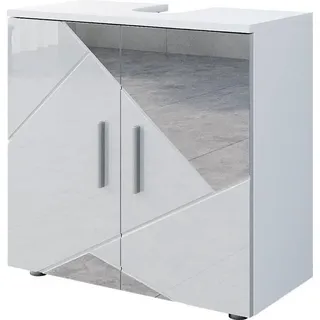Vicco Waschbeckenunterschrank Irma, 60 x 59 cm, Weiß Hochglanz mit Einsätzen - Weiß