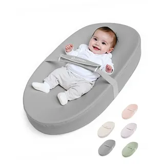 COMOMY Veganes Leder Wickelauflage 80x40cm | Wasserdicht & Abwaschbar Wickelunterlage mit Sicherheitsgurt & Anti-Rutsch-Design | Weiche Leichte Wickelmatte (Grau)