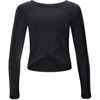 Winshape Damen Functional Light and Soft Cropped Long Sleeve Top Aet131ls Mit Overlap-Applikation Yoga-Shirt, Schwarz, XXL EU