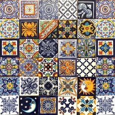 Cerames Mexikanische Keramische Fliesen Horacio - 30 dekorative mexikanische mosaik fliesen für Badezimmer, Küche, Dusche, Treppen, Küchenrückwand | Keramikmosaikfliesen 10,5x10,5 cm
