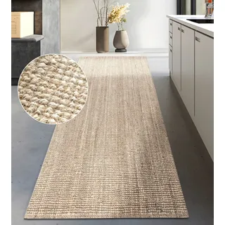 MY HOME Teppich MY HOME "Avot Juteteppich", beige (naturweiß), B:80cm H:10mm L:200cm, Jute, Teppiche, Teppich, 100% Jutefaser, Läufer, Esszimmer, Wohnzimmer, Skandi