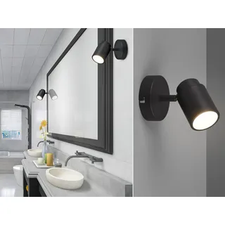 LED Badbeleuchtungen Wandstrahler 1flammig Schwarz für Bad Gäste WC Feuchträume - Schwarz