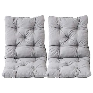 Ambientehome Sitzkissen Auflage Sitzpolster, 98 x 50 x 8 cm, 2er Set, Light Grey, 50% Baumwolle , 50% Polyester