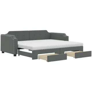 vidaXL Tagesbett Ausziehbar mit Schubladen Dunkelgrau 100x200 cm Stoff - Grau