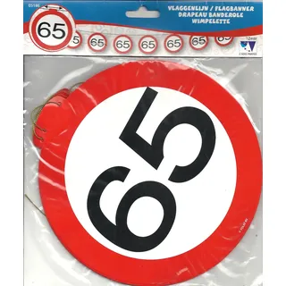 Folat Partykette 65.Geburtstag, Girlande 12m, 15 Schilder, Motiv Verkehrsschild
