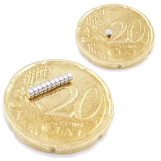 Brudazon | 45 Mini Scheiben-Magnete 2x1mm | N52 stärkste Stufe - Neodym-Magnete ultrastark | Power-Magnet für Modellbau, Foto, Whiteboard, Pinnwand, Kühlschrank, Basteln | Magnetscheibe extra stark