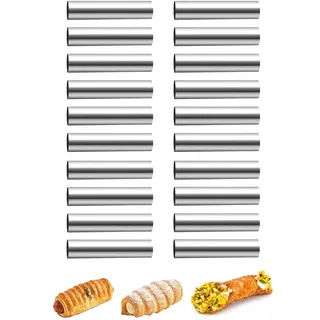 GMMH 20 St Cannoli Schillerlockenform aus Edelstahl, Backform für Schaumrollen Hörnchen Sahnerollen Cremerollen Trubotschki Schillerlocken zum Backen