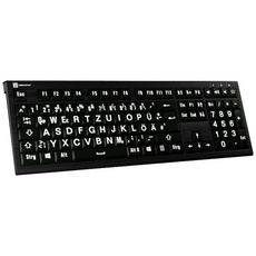 Bild von XL-Print Kabelgebunden Tastatur Deutsch, QWERTZ Schwarz Multimediatasten, USB-Hub, Ger