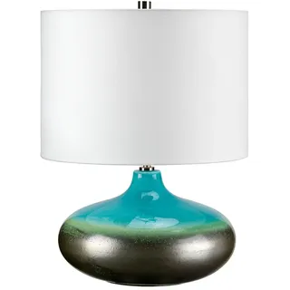 Runde Tischleuchte LARA Türkis Porzellan H: 48cm Vintage E27 Nachttisch