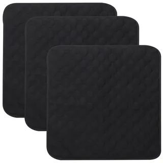 Itoyx 3 Stück Waschbare Sitzauflage, 50 x 50 cm/19,7" x 19,7" Wiederverwendbar und Wasserdicht, Inkontinenz-Sitzkissen für Erwachsene, Schutzkissen für Bett, Rollstuhl und Haustiere (Schwarz)