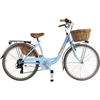 Dolce Vita by Canellini VENERE Fahrrad Citybike Frau mit Korb - Hellblau 26" - Hellblau